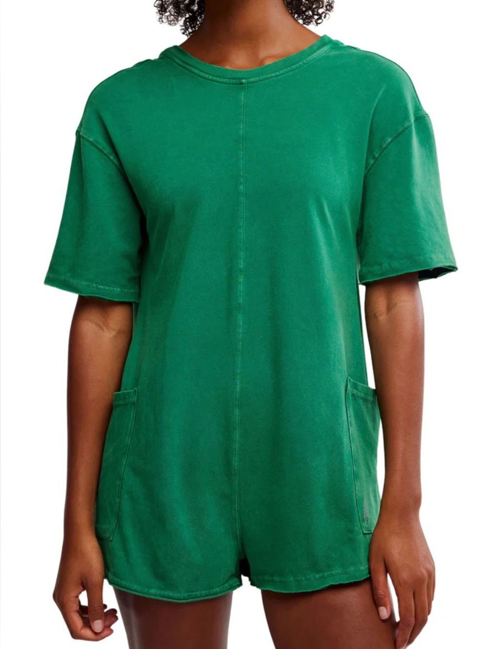 Free People Heritage Green Hot Shot Tee Romper Yoga Athleisure XS NWOT